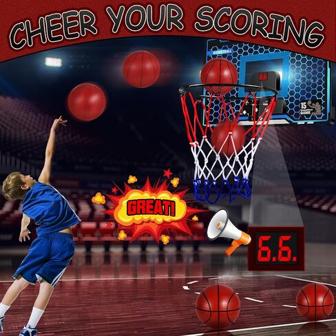 Over The Door Basketball Hoop Indoor, LED Light Mini Basketball Hoop with Electronic Scoreboard,3 Game Modes, Door Basketball Hoop for Kids Indoor- Toys Gifts for Age 5 6 7 8 9 10 11 12 Year Old in Saudi Arabia