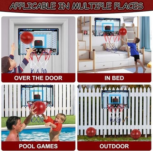 Over The Door Basketball Hoop Indoor, LED Light Mini Basketball Hoop with Electronic Scoreboard,3 Game Modes, Door Basketball Hoop for Kids Indoor- Toys Gifts for Age 5 6 7 8 9 10 11 12 Year Old in Saudi Arabia