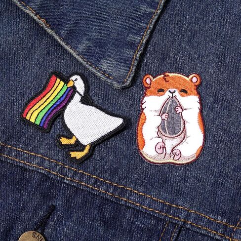 Cartoon Animal Iron on Patches 9 Pcs Cute Dinosaur Goose Cat Repair Embroidered Patches, DIY Accessory Sewing Applique for Clothes Dress Backpack in Kuwait