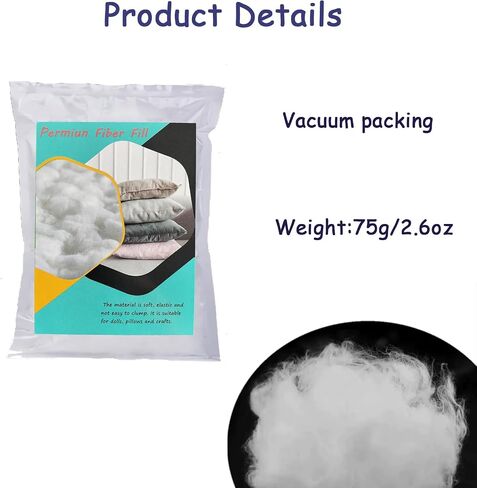 Vseegrs 75g/2.6oz Premium Ployester Stuffing for Stuffed Animals, Soft and Warm Down Feather Like DIY Toy Stuffing for Dolls, Fiber Filling pp Cotton Stuffing for Craft in Saudi Arabia