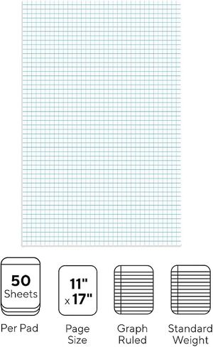 STAPLES 814566 Graph Pad 11-Inch X 17-Inch Graph White 50 Sheets/Pad (18586) in Saudi Arabia
