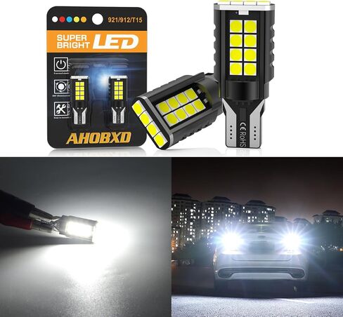 921 LED لمبة عكس الضوء، 921 912 906 W16W T15 LED لمبات CANBUS خالية من الأخطاء، ترقية غير قطبية 921 لمبة و6000K عالية السطوع (عبوة من 2) in Saudi Arabia