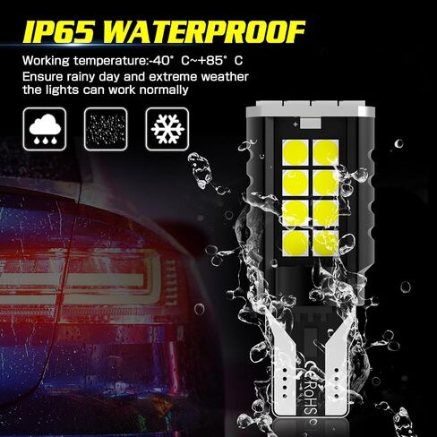 921 LED لمبة عكس الضوء، 921 912 906 W16W T15 LED لمبات CANBUS خالية من الأخطاء، ترقية غير قطبية 921 لمبة و6000K عالية السطوع (عبوة من 2) in Saudi Arabia