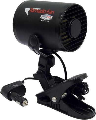 RoadPro RPSC-857 مروحة شاحنة تورنادو 12 فولت مع مشبك تثبيت، مروحة تبريد صغيرة 12 فولت، أسود in Saudi Arabia