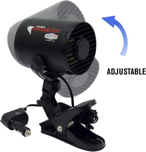 RoadPro RPSC-857 مروحة شاحنة تورنادو 12 فولت مع مشبك تثبيت، مروحة تبريد صغيرة 12 فولت، أسود in Saudi Arabia