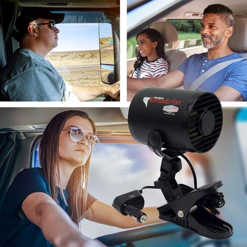 RoadPro RPSC-857 مروحة شاحنة تورنادو 12 فولت مع مشبك تثبيت، مروحة تبريد صغيرة 12 فولت، أسود in Saudi Arabia