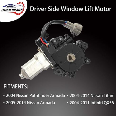 Window Lift Motor Front Left Driver Side | for 2004-2014 Nissan Titan, 2004 Nissan Pathfinder Armada, 2005-2014 Nissan Armada, 2004-2011 Infiniti QX56 | Replace # 80731-ZT01A 80731-9FJ0A in Saudi Arabia