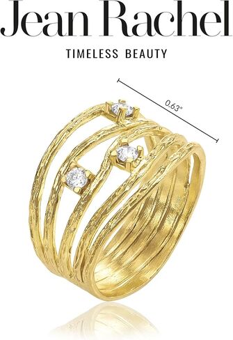 خواتم من الذهب عيار 14 قيراط فوق الفضة الاسترليني مع زركونيا مكعب 0.45 TCW، حلقة لف سلكية مزخرفة، خواتم ذهبية أنيقة، هدايا للنساء، مجوهرات جمالية، خواتم للنساء، مجوهرات ذهبية للنساء in Kuwait