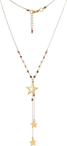 Lannclothesdesign Star Necklace – Brass Boho Necklace for Women with Star Pendant – Elegant and Dainty Star Dangle Necklace Boho Choker – Handmade Statement Necklace with Semi-Precious Stones in Kuwait