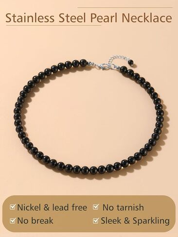 عقد من اللؤلؤ FindChic للنساء بقطر 6 مم/8 مم/10 مم/سلسلة خرز السماء المرصعة بالنجوم 4 أنماط أبيض/أسود قلادة طبقات من اللؤلؤ المقلد، مع صندوق هدايا in Saudi Arabia