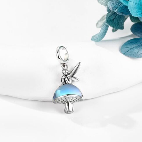 YAFEINI الجنية سحر لسوار فضة الجنية الفطر الخرزة سحر Moonstone الجنية مجوهرات هدايا للنساء in Saudi Arabia