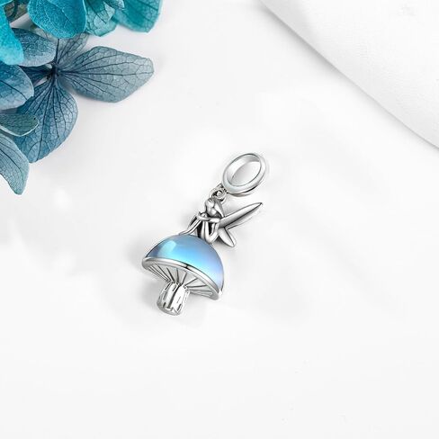 YAFEINI الجنية سحر لسوار فضة الجنية الفطر الخرزة سحر Moonstone الجنية مجوهرات هدايا للنساء in Saudi Arabia