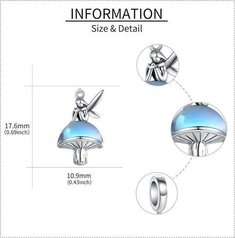 YAFEINI الجنية سحر لسوار فضة الجنية الفطر الخرزة سحر Moonstone الجنية مجوهرات هدايا للنساء in Saudi Arabia