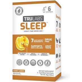 TRULABS Sleep - Honey Lemon. Sugar Free Sleep Drink. Each Serving Contains: Magnesium, GABA, Passionflower, Valerian Root, Ashwagandha Root & Lemon Balm Leaf Extracts, with 3mg Melatonin (6ct) in Saudi Arabia