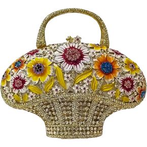 Fancy Vintage Flower Crystal Clutch Sunflower Basket Rhinestone Purse Women Evening Bag Party Cocktail Bag in Saudi Arabia