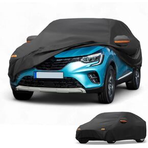 All-Weather Waterproof Car Cover - UV-Resistant Outdoor Full Exterior Protection for Renault Captur 2013-2021 190T-PU Black with Right Side Zipper in Saudi Arabia