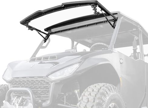 SuperATV Scratch Resistant 3-in-1 Flip Windshield for Segway Fugleman UT10 Crew Cab, Open, Vented Or Fully Closed, 1/4" Polycarbonate 250x Stronger than Glass, USA Made in Saudi Arabia