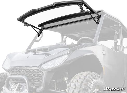 SuperATV Scratch Resistant 3-in-1 Flip Windshield for Segway Fugleman UT10 Crew Cab, Open, Vented Or Fully Closed, 1/4" Polycarbonate 250x Stronger than Glass, USA Made in Saudi Arabia