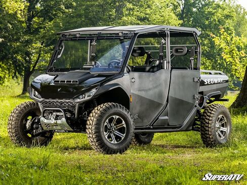 SuperATV Scratch Resistant 3-in-1 Flip Windshield for Segway Fugleman UT10 Crew Cab, Open, Vented Or Fully Closed, 1/4" Polycarbonate 250x Stronger than Glass, USA Made in Saudi Arabia