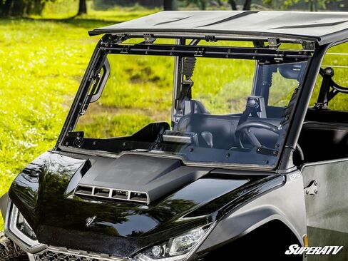 SuperATV Scratch Resistant 3-in-1 Flip Windshield for Segway Fugleman UT10 Crew Cab, Open, Vented Or Fully Closed, 1/4" Polycarbonate 250x Stronger than Glass, USA Made in Saudi Arabia