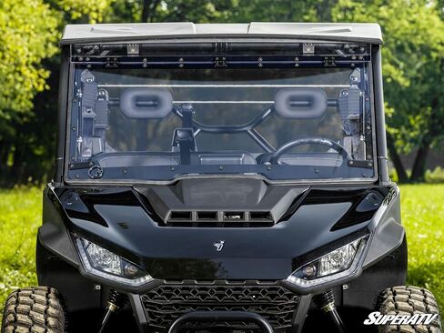 SuperATV Scratch Resistant 3-in-1 Flip Windshield for Segway Fugleman UT10 Crew Cab, Open, Vented Or Fully Closed, 1/4" Polycarbonate 250x Stronger than Glass, USA Made in Saudi Arabia