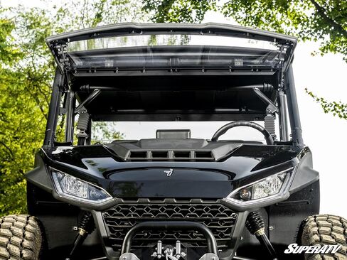 SuperATV Scratch Resistant 3-in-1 Flip Windshield for Segway Fugleman UT10 Crew Cab, Open, Vented Or Fully Closed, 1/4" Polycarbonate 250x Stronger than Glass, USA Made in Saudi Arabia
