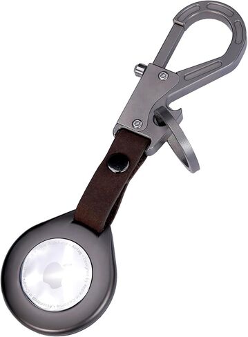 Titanium Keychain for Apple Airtags Metal Alloy case Shockproof Anti-Scratch Lost Luggage Cat Dog Pets car Accessories Finders GPS Quick Release EDC Key Holder Ring (Black Circle) in Kuwait