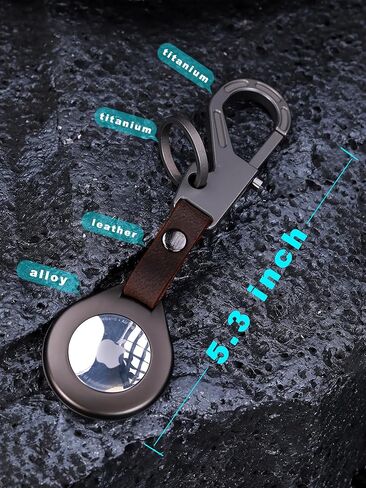 Titanium Keychain for Apple Airtags Metal Alloy case Shockproof Anti-Scratch Lost Luggage Cat Dog Pets car Accessories Finders GPS Quick Release EDC Key Holder Ring (Black Circle) in Kuwait