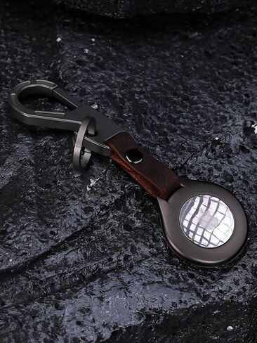 Titanium Keychain for Apple Airtags Metal Alloy case Shockproof Anti-Scratch Lost Luggage Cat Dog Pets car Accessories Finders GPS Quick Release EDC Key Holder Ring (Black Circle) in Kuwait