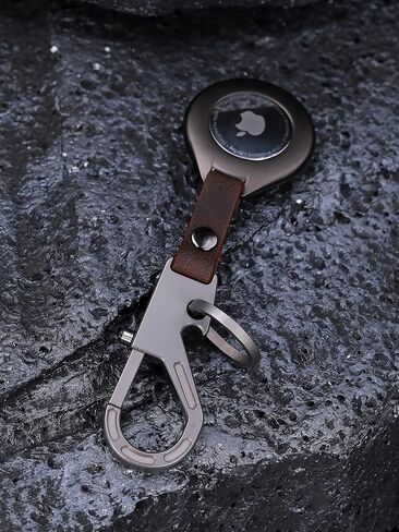 Titanium Keychain for Apple Airtags Metal Alloy case Shockproof Anti-Scratch Lost Luggage Cat Dog Pets car Accessories Finders GPS Quick Release EDC Key Holder Ring (Black Circle) in Kuwait
