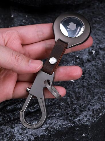 Titanium Keychain for Apple Airtags Metal Alloy case Shockproof Anti-Scratch Lost Luggage Cat Dog Pets car Accessories Finders GPS Quick Release EDC Key Holder Ring (Black Circle) in Kuwait