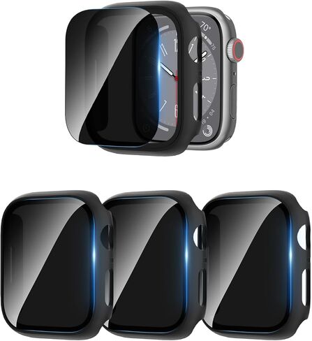 مسافر [3 حزمة] واقي شاشة الخصوصية لشركة Apple Watch 9/8/7 45 مم ، حافظة صلبة فائقة على الكمبيوتر الشخصي مع فيلم مضاد للمضادات المدمجة لسلسلة Apple Watch 9/8/7 45 مم ، أسود/واضح/روز الذهب in Saudi Arabia