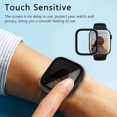 مسافر [3 حزمة] واقي شاشة الخصوصية لشركة Apple Watch 9/8/7 45 مم ، حافظة صلبة فائقة على الكمبيوتر الشخصي مع فيلم مضاد للمضادات المدمجة لسلسلة Apple Watch 9/8/7 45 مم ، أسود/واضح/روز الذهب in Saudi Arabia