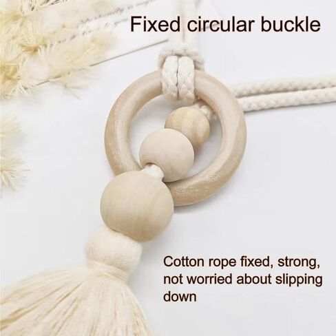 2pcs حبة الخشب حبة الستار tiebacks ، قفل الستار البوهيمي ، مشبك ستار شرابة ، لربط الستار لا ثقب اللكم الزخرفية لعلاج نافذة غرفة النوم (القهوة) in Kuwait