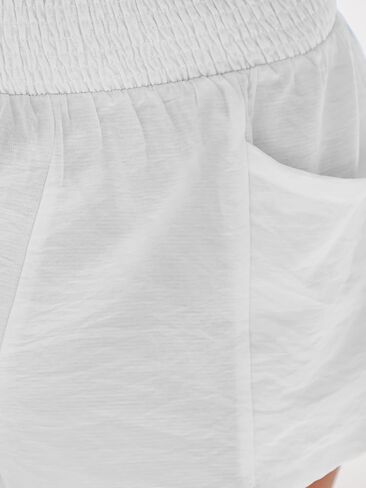 CUPSHE Women Coverup Shorts Smocked Waist High Rise Swimsuit Coverup Shorts with Side Pockets in Kuwait