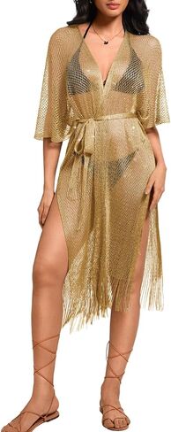 Kaei&Shi Sexy Swimsuit Beach Coverups,Long Kimonos for Women,Open Front Crochet Summer Cardigan in Kuwait