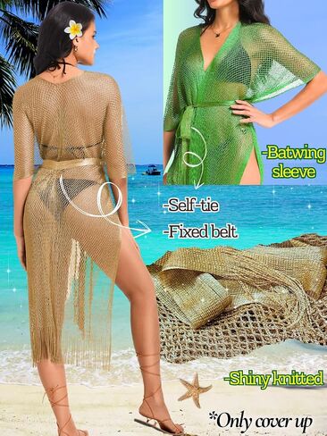 Kaei&Shi Sexy Swimsuit Beach Coverups,Long Kimonos for Women,Open Front Crochet Summer Cardigan in Kuwait