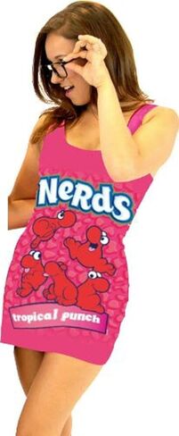 TV Store Women's/Junior's Nerds 1980s Candy Halloween Tunic Costume Dress (With Glasses) in Saudi Arabia