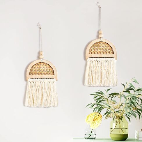 Gidymic Macrame Wall Hanging 2 Pcs Boho Home Decor Chic Bohemian Decoration for Bedroom Living Room Apartment Dorm Small Size 13" L x 5.5" W in Saudi Arabia