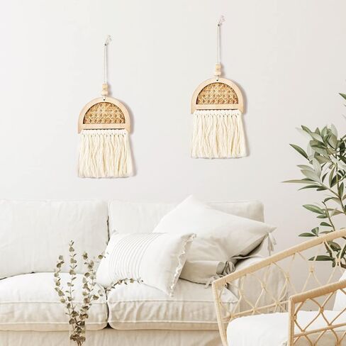Gidymic Macrame Wall Hanging 2 Pcs Boho Home Decor Chic Bohemian Decoration for Bedroom Living Room Apartment Dorm Small Size 13" L x 5.5" W in Saudi Arabia