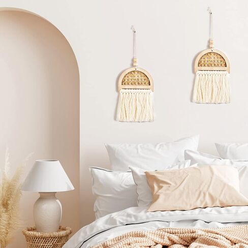 Gidymic Macrame Wall Hanging 2 Pcs Boho Home Decor Chic Bohemian Decoration for Bedroom Living Room Apartment Dorm Small Size 13" L x 5.5" W in Saudi Arabia