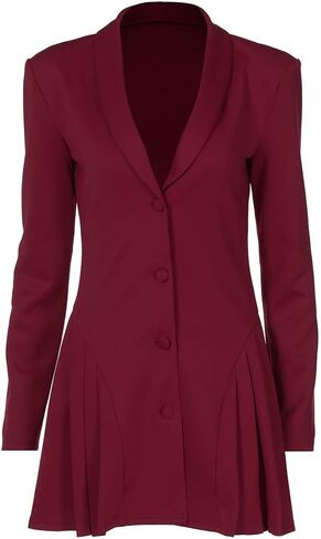 كوريريشا للسيدات الأنيقة العميقة V-te-leact Long Sleeve Button فستان السترة المصغرة in Kuwait