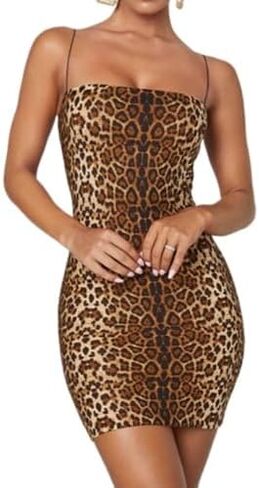 y2k مثير النمر طباعة بلا أكمام bodycon الخروج Cheetah طباعة فستان الصيف فستان طباعة الفستان النمر الصيف in Kuwait