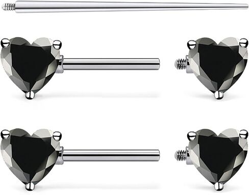 F136 Titanium داخليًا متمة 14G حلقات مجوهرات ثقب الحلمة 14 Gauge 14mm Bars Cute Multicolor Heart Diamond Barbells for Women in Kuwait