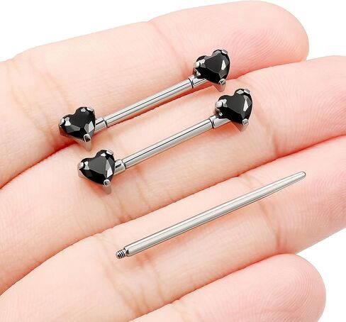 F136 Titanium داخليًا متمة 14G حلقات مجوهرات ثقب الحلمة 14 Gauge 14mm Bars Cute Multicolor Heart Diamond Barbells for Women in Kuwait