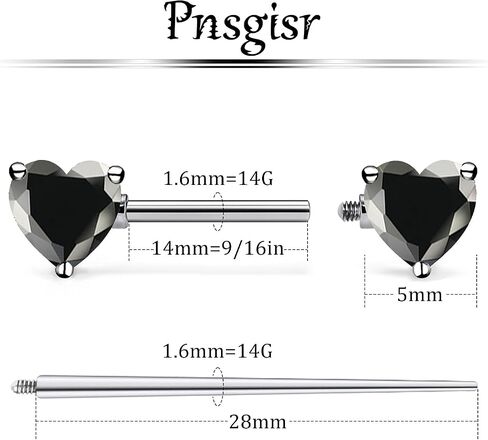F136 Titanium داخليًا متمة 14G حلقات مجوهرات ثقب الحلمة 14 Gauge 14mm Bars Cute Multicolor Heart Diamond Barbells for Women in Kuwait