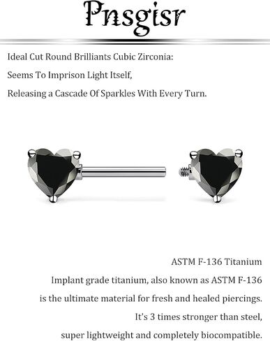 F136 Titanium داخليًا متمة 14G حلقات مجوهرات ثقب الحلمة 14 Gauge 14mm Bars Cute Multicolor Heart Diamond Barbells for Women in Kuwait