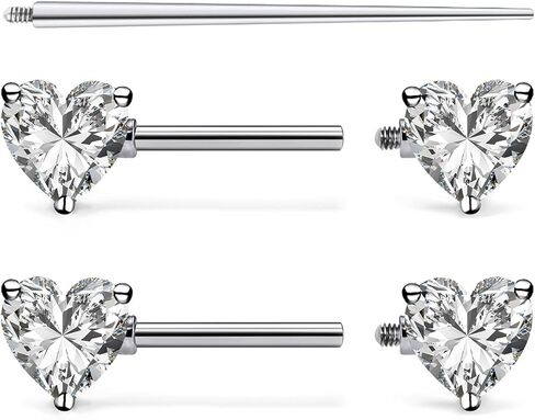F136 Titanium داخليًا متمة 14G حلقات مجوهرات ثقب الحلمة 14 Gauge 14mm Bars Cute Multicolor Heart Diamond Barbells for Women in Kuwait