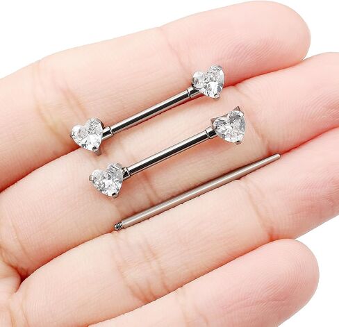 F136 Titanium داخليًا متمة 14G حلقات مجوهرات ثقب الحلمة 14 Gauge 14mm Bars Cute Multicolor Heart Diamond Barbells for Women in Kuwait