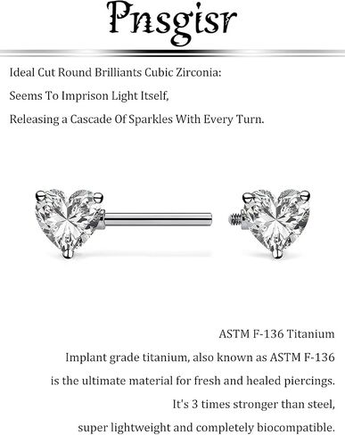 F136 Titanium داخليًا متمة 14G حلقات مجوهرات ثقب الحلمة 14 Gauge 14mm Bars Cute Multicolor Heart Diamond Barbells for Women in Kuwait